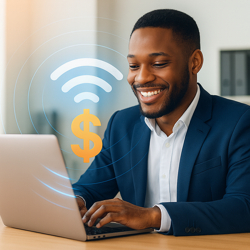 Person using laptop and phone